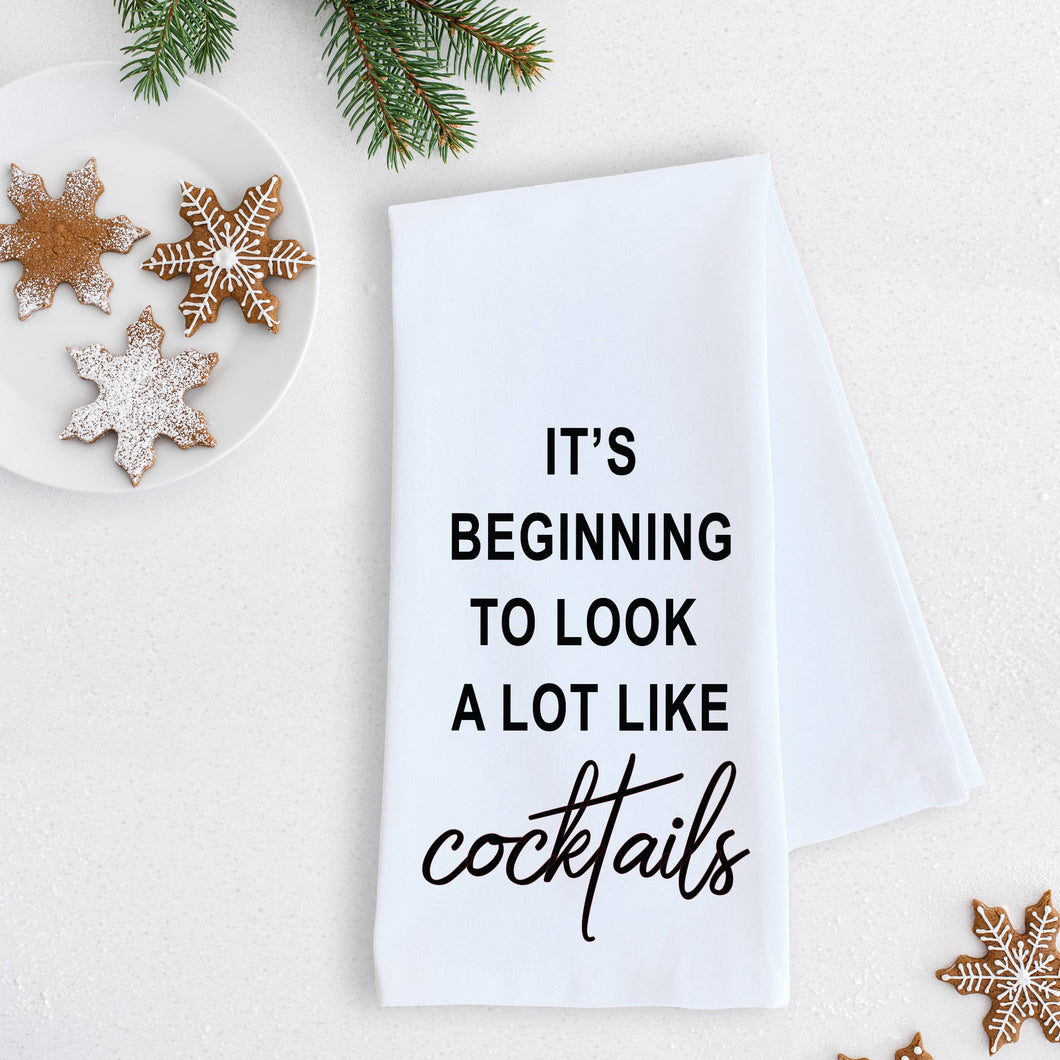 It's Beginning To Look... Cocktails - Tea Towel - Holiday